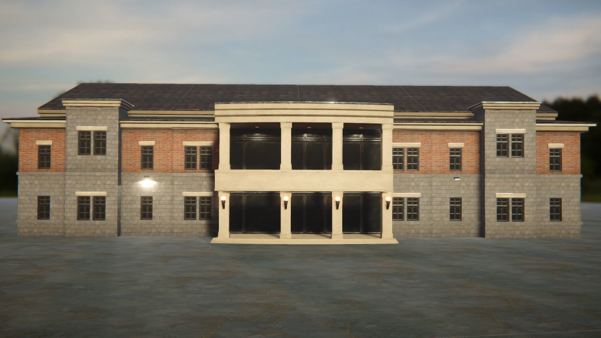 Game Art Police Station Low-poly 3D model_1