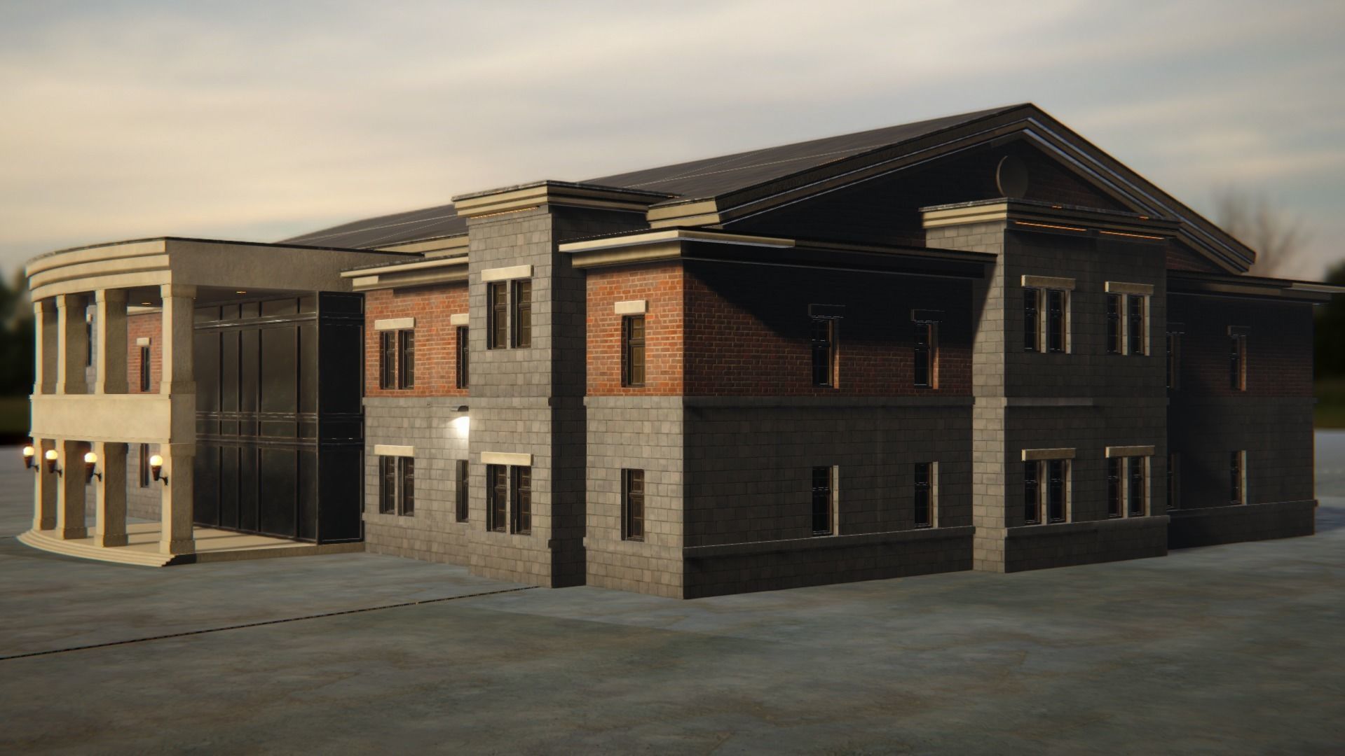 Game Art Police Station Low-poly 3D model_2