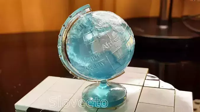 Rotating Transparent Globe with Labels and coordinats 3D print model