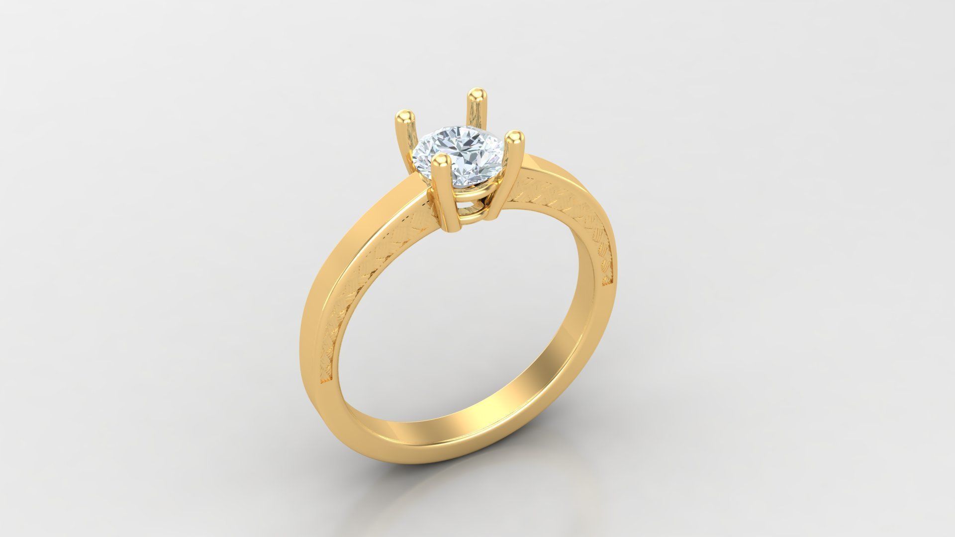 Solitare Women Diamond Ring 3D model_2