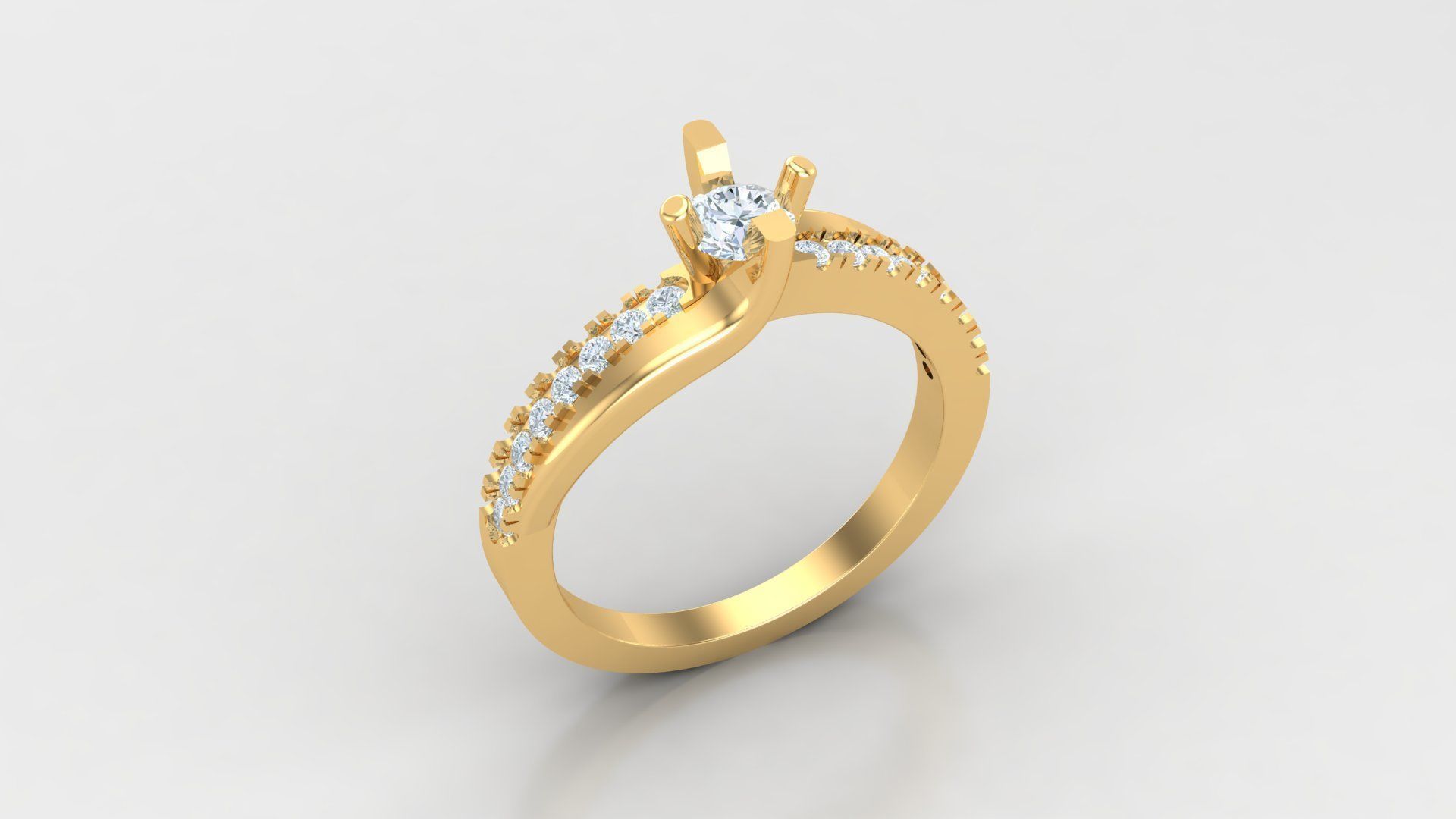 Solitare Women Diamond Ring 3D model_2