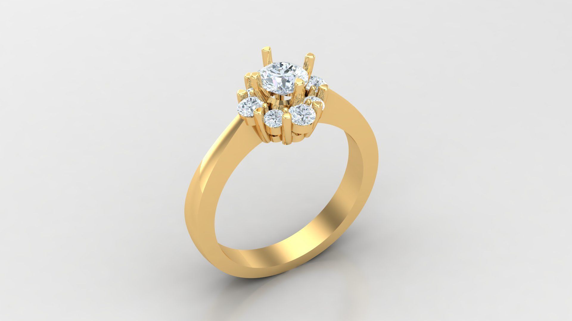 Solitare Women Diamond Ring 3D model_2