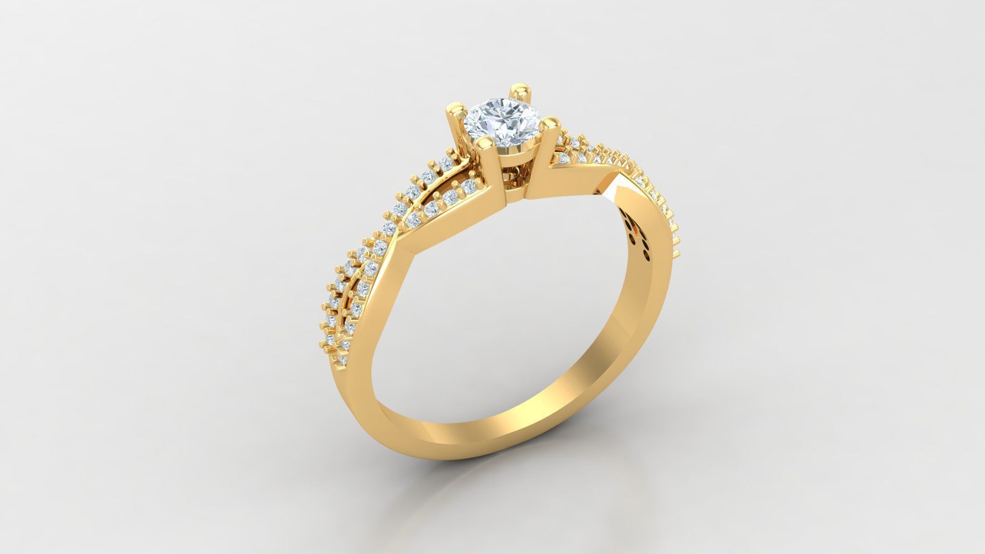 Solitare Women Diamond Ring 3D model_2