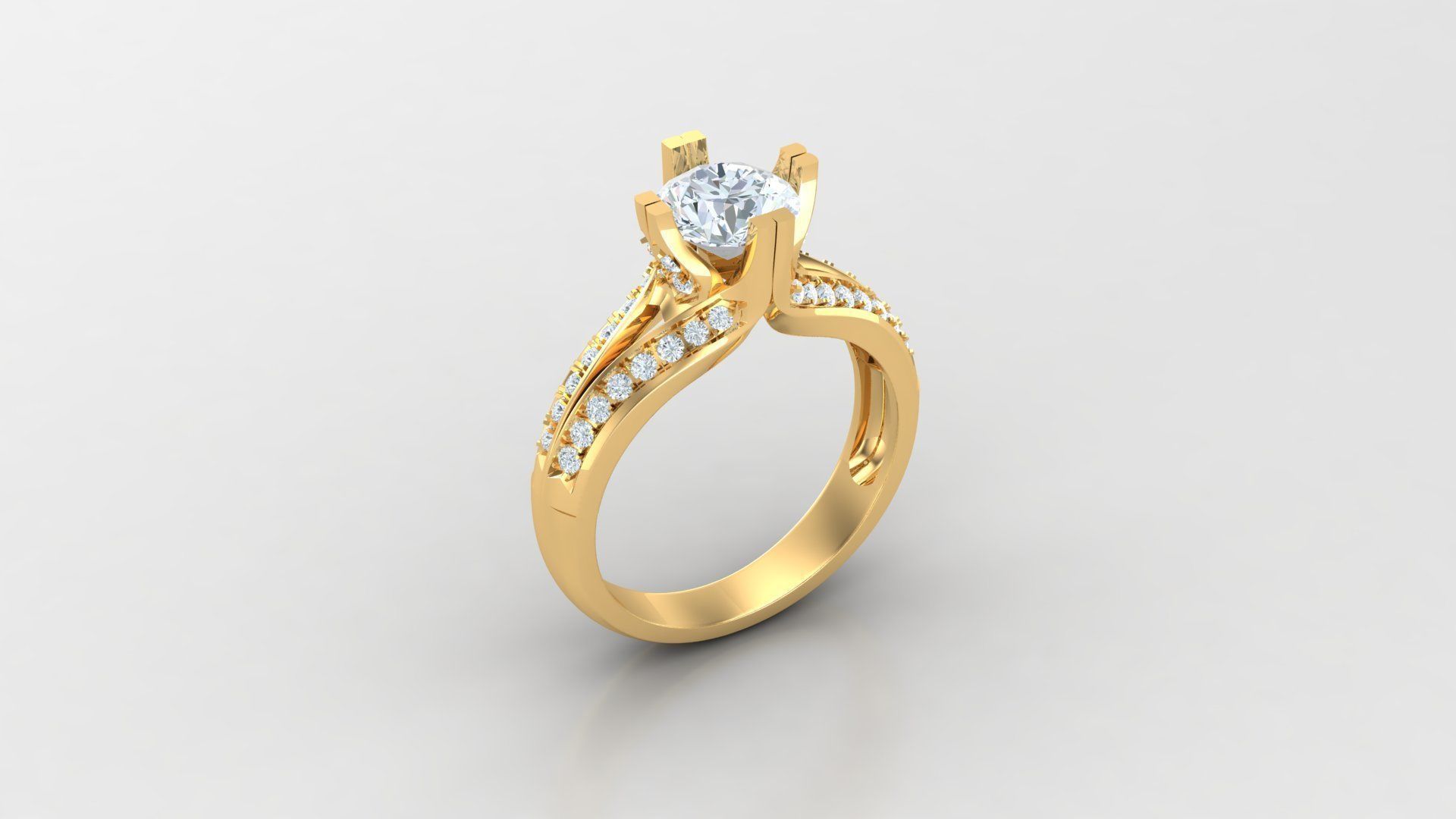 Solitare Women Diamond Ring 3D model_2