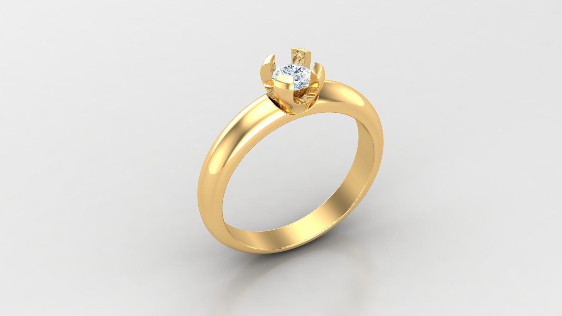 Solitare Women Diamond Ring 3D model_2