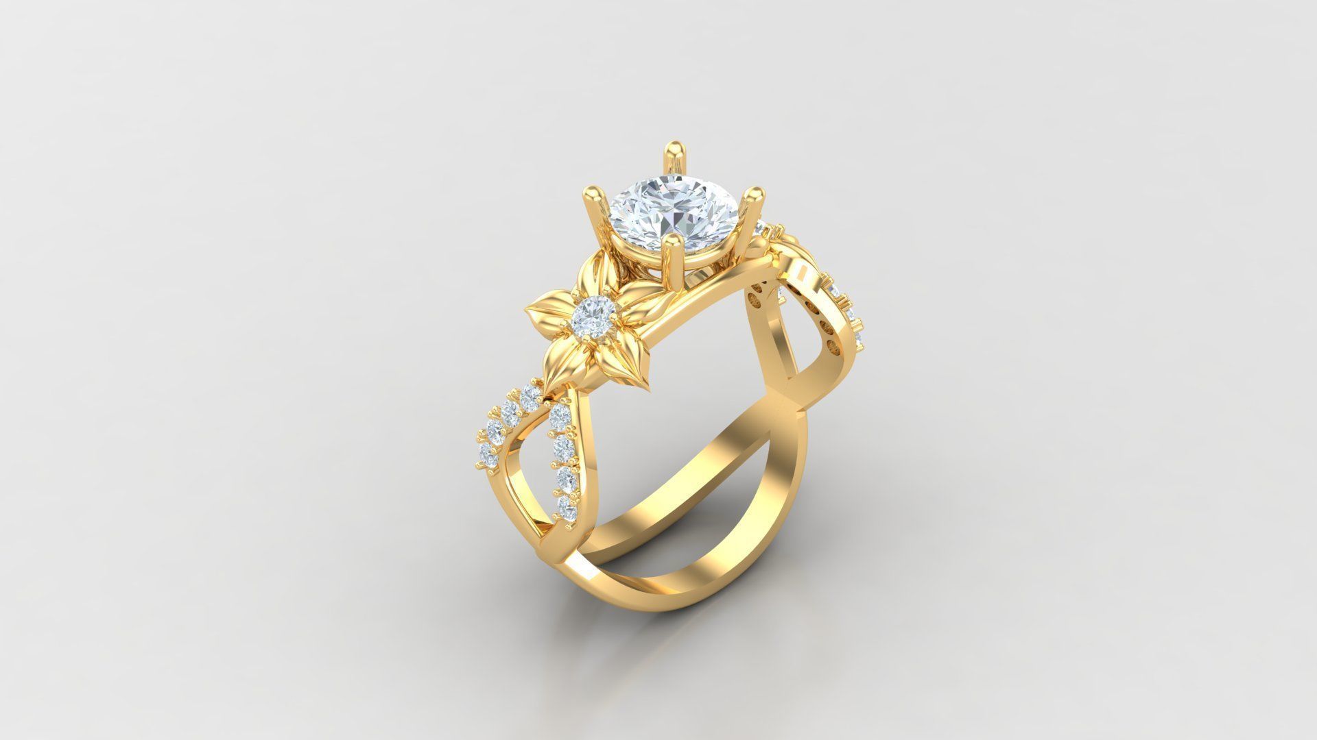 Solitare Women Diamond Ring 3D model_2