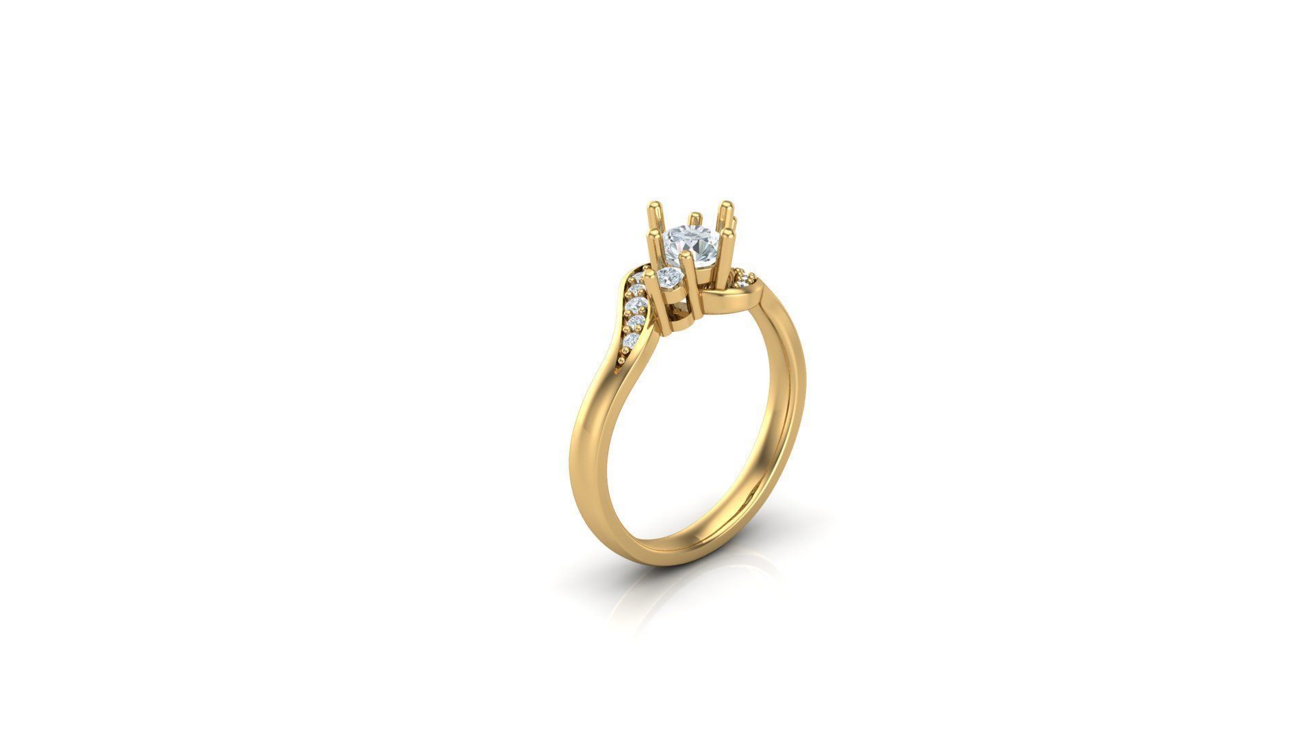 Solitare Women Diamond Ring 3D model_1