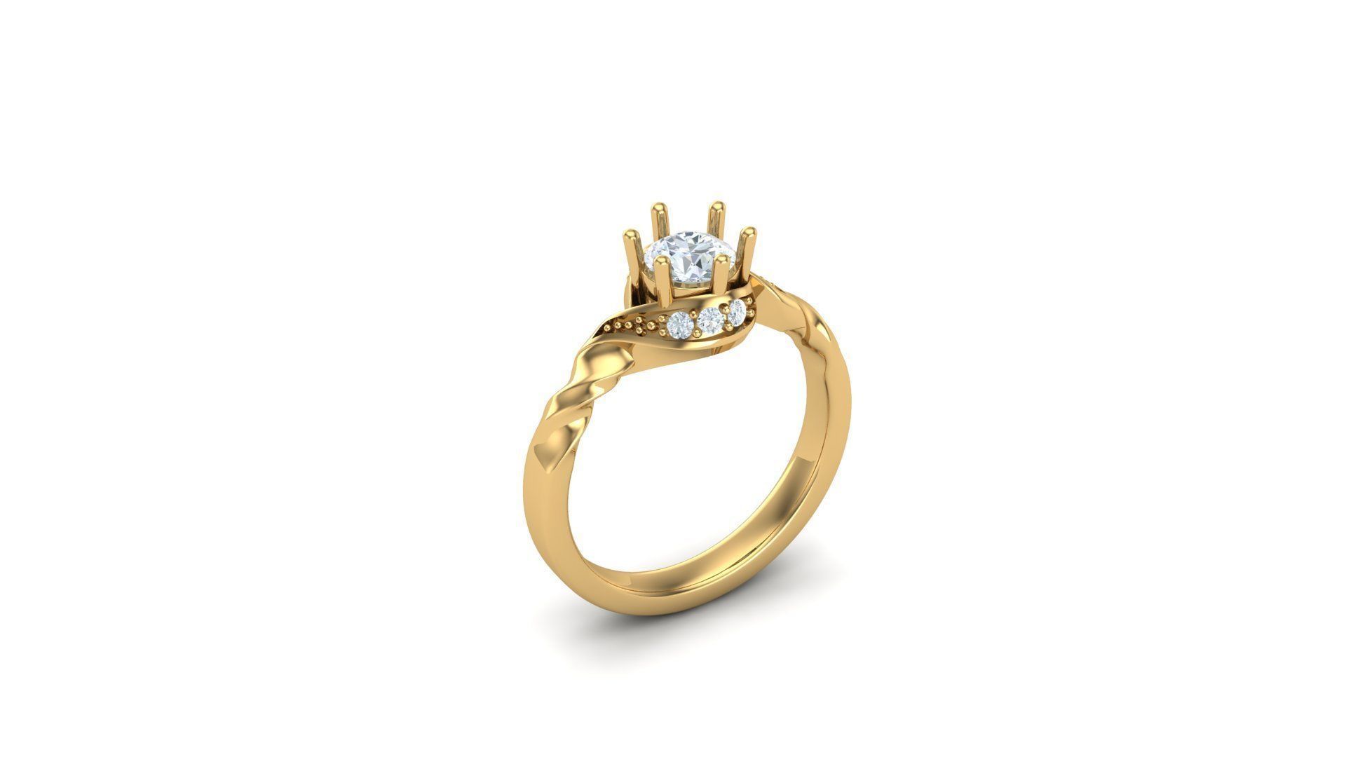 Solitare Women Diamond Ring 3D model_1
