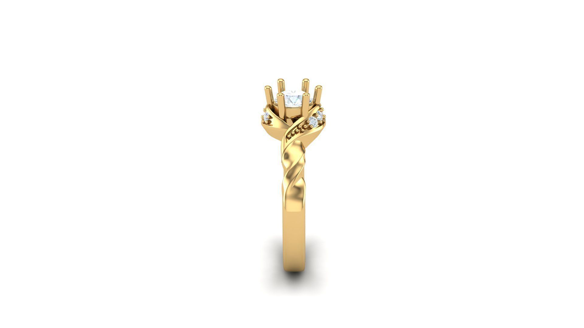 Solitare Women Diamond Ring 3D model_2