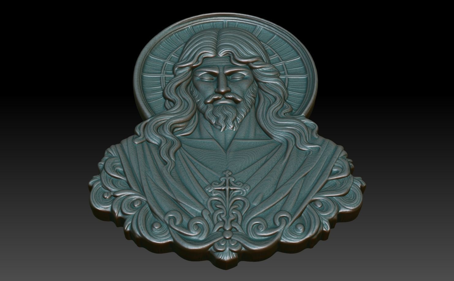 Jesus portrait basrelief 05 240610 3D print model_4
