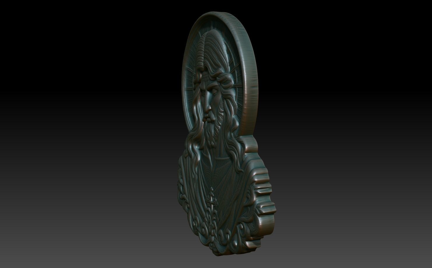 Jesus portrait basrelief 05 240610 3D print model_1