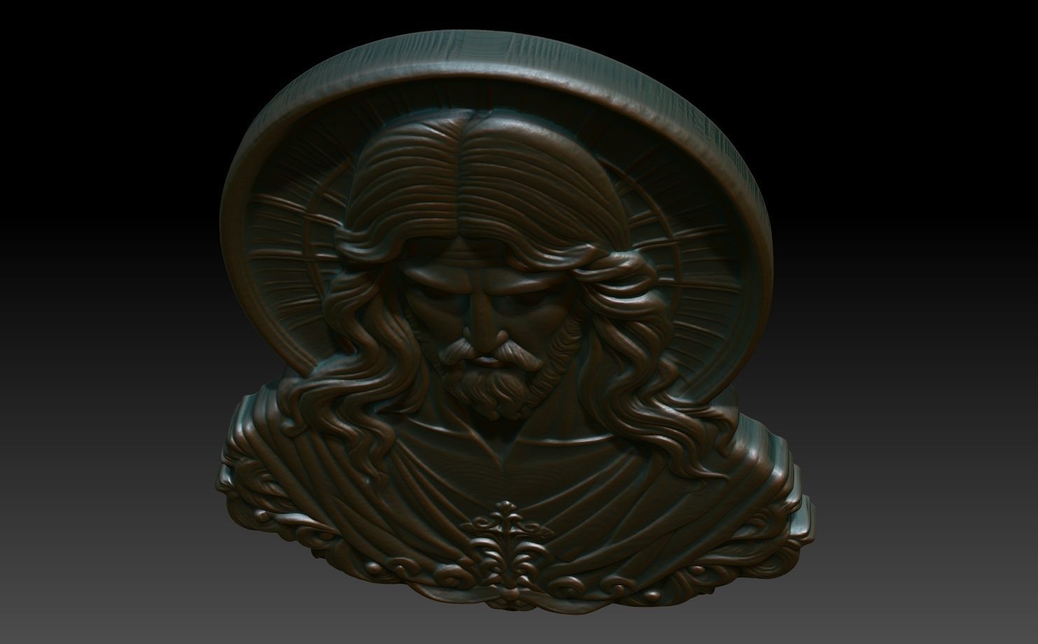 Jesus portrait basrelief 05 240610 3D print model_3