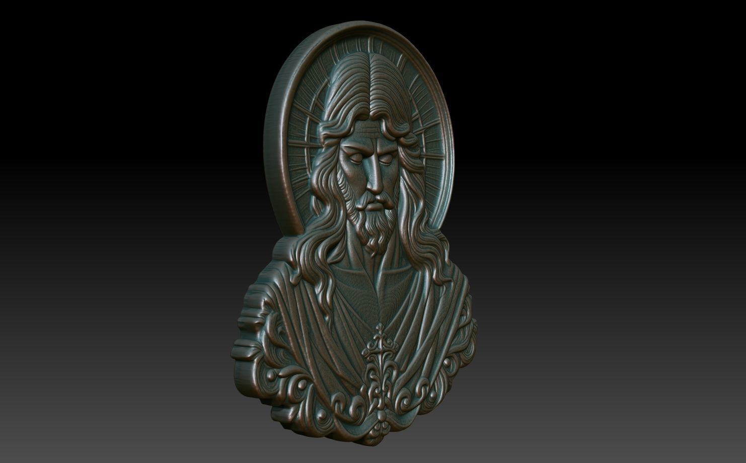 Jesus portrait basrelief 05 240610 3D print model_2