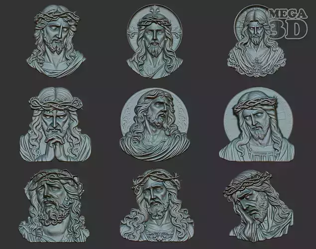 Jesus Portrait basrelief Pack 240610 3D Model Collection