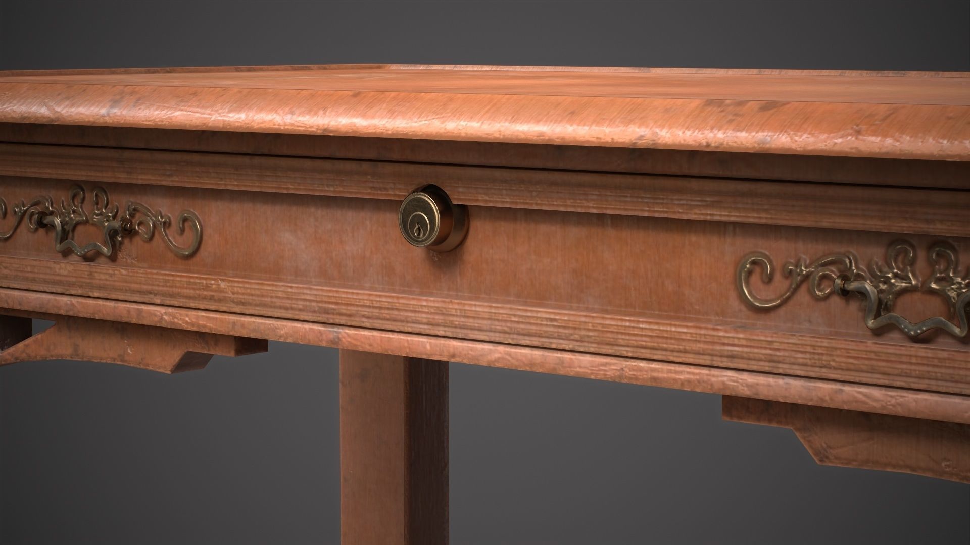 Antique table Low-poly 3D model_3