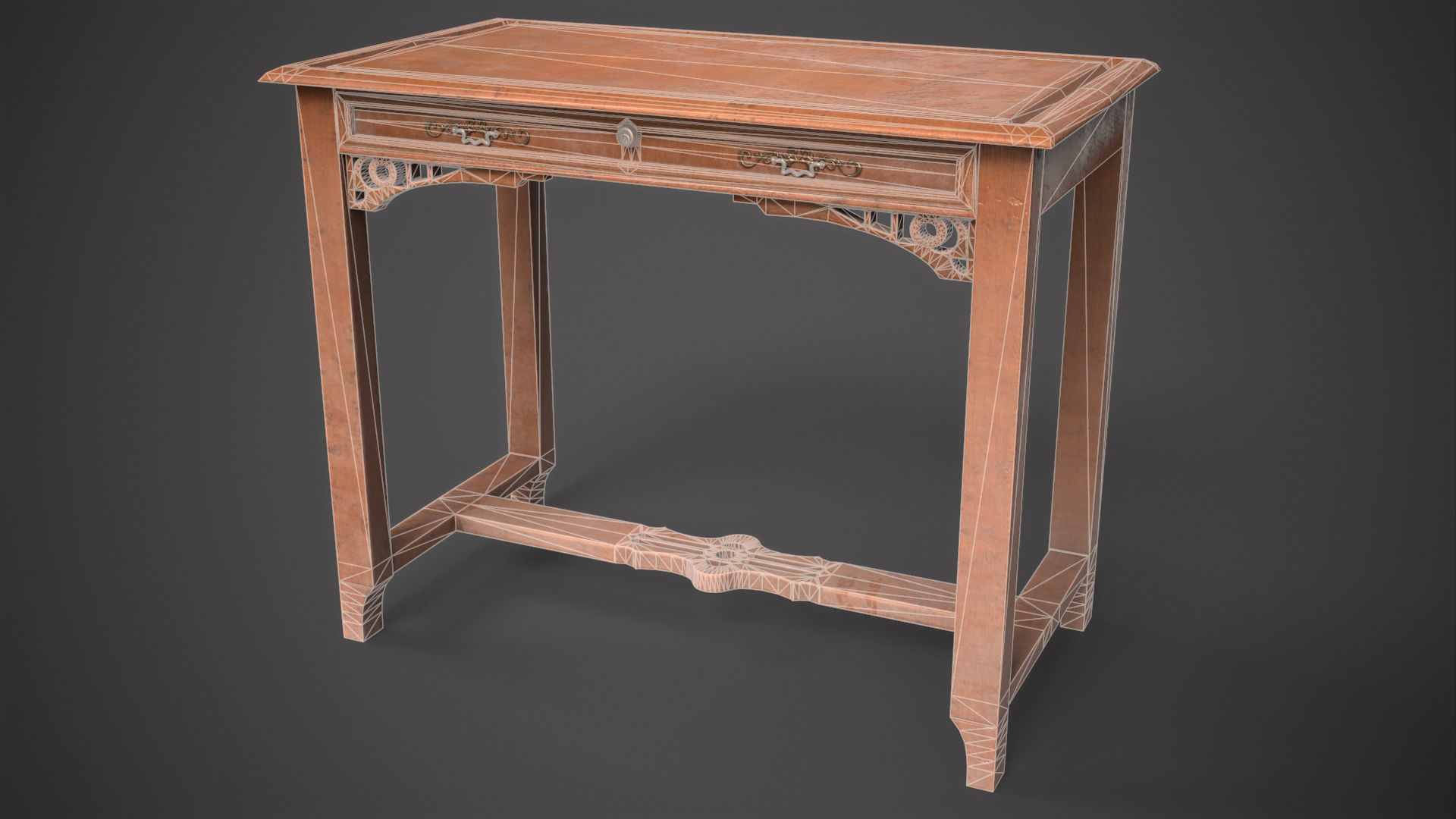 Antique table Low-poly 3D model_6