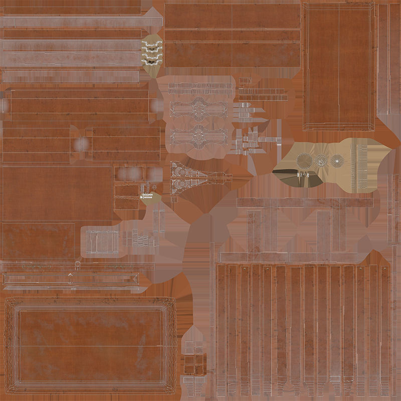 Antique table Low-poly 3D model_5