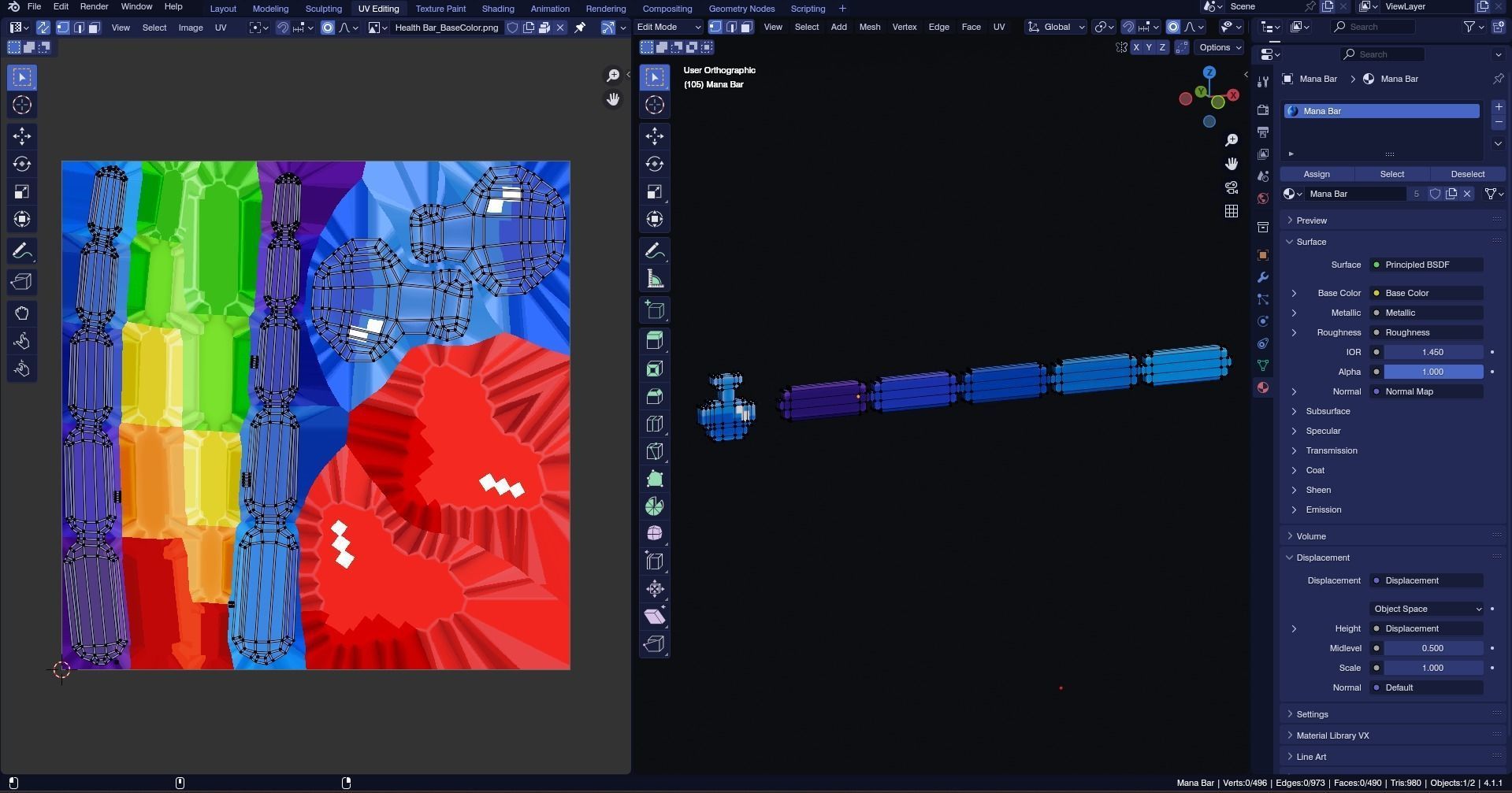 Low poly - Stylized Game Items - Mana Bar Low-poly 3D model_9