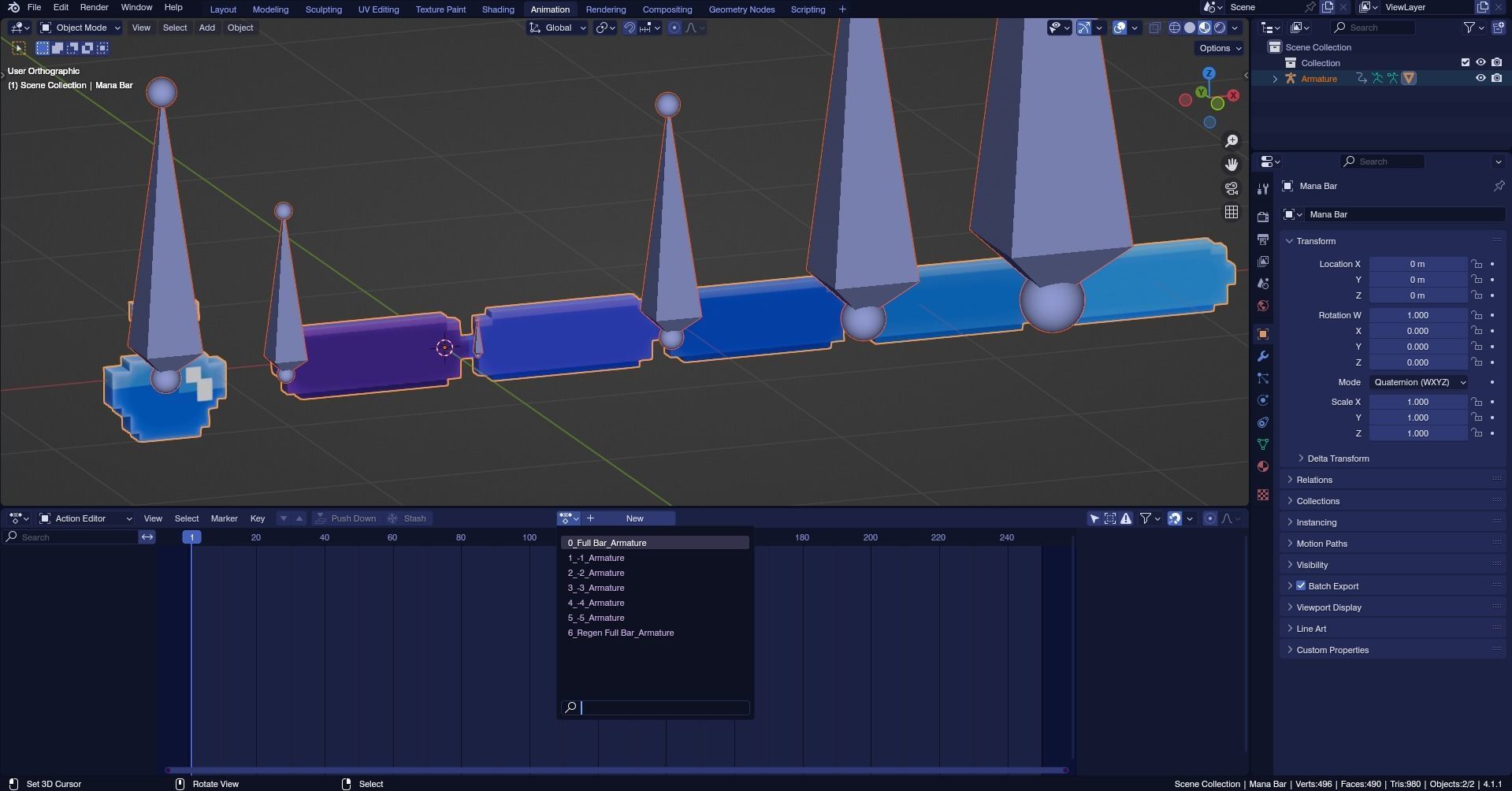 Low poly - Stylized Game Items - Mana Bar Low-poly 3D model_7
