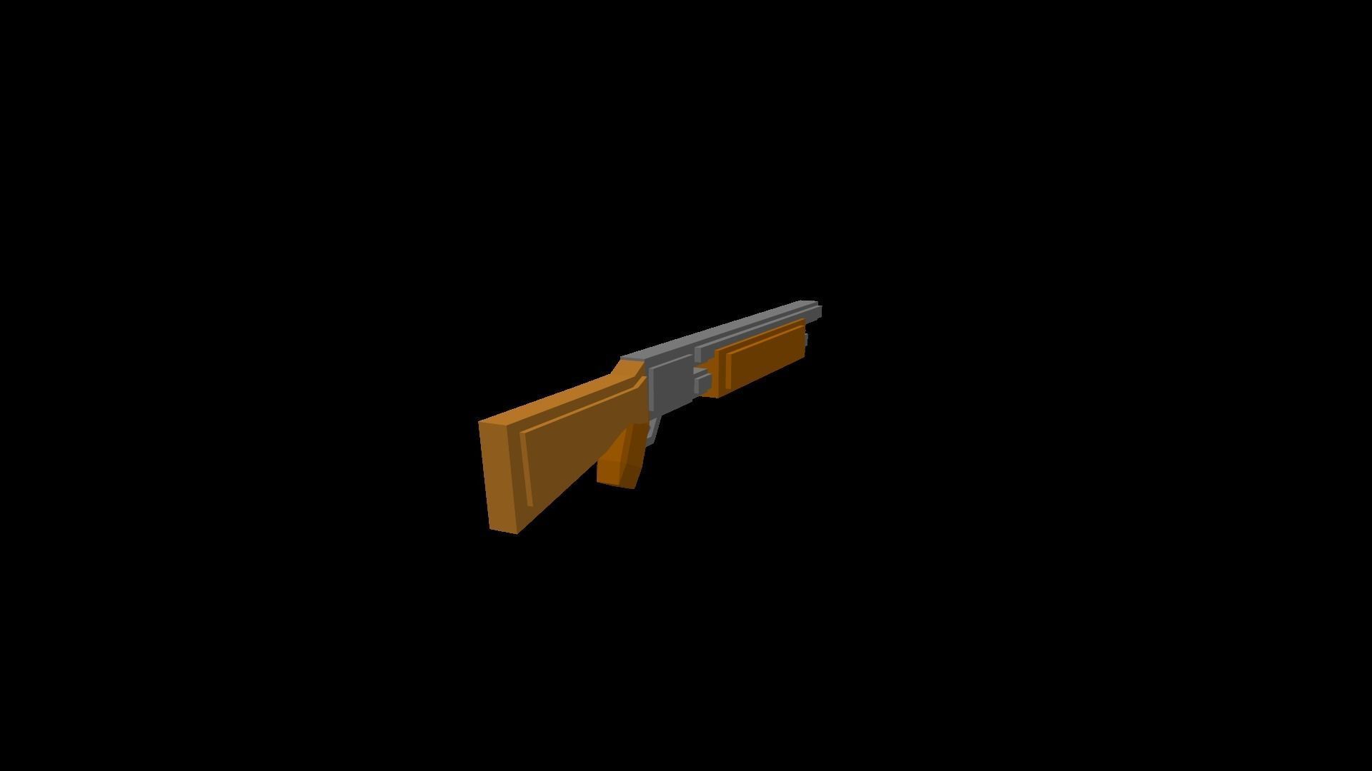 Low Poly Shotgun Low-poly 3D model_2