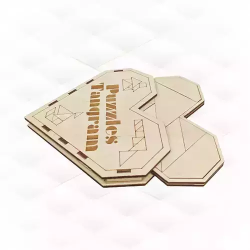 Tangram pocket game svg dxf laser cut files 3D print model