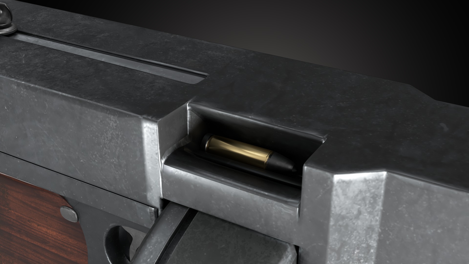 Thompson Submachine Gun Low-poly Low-poly 3D model_4