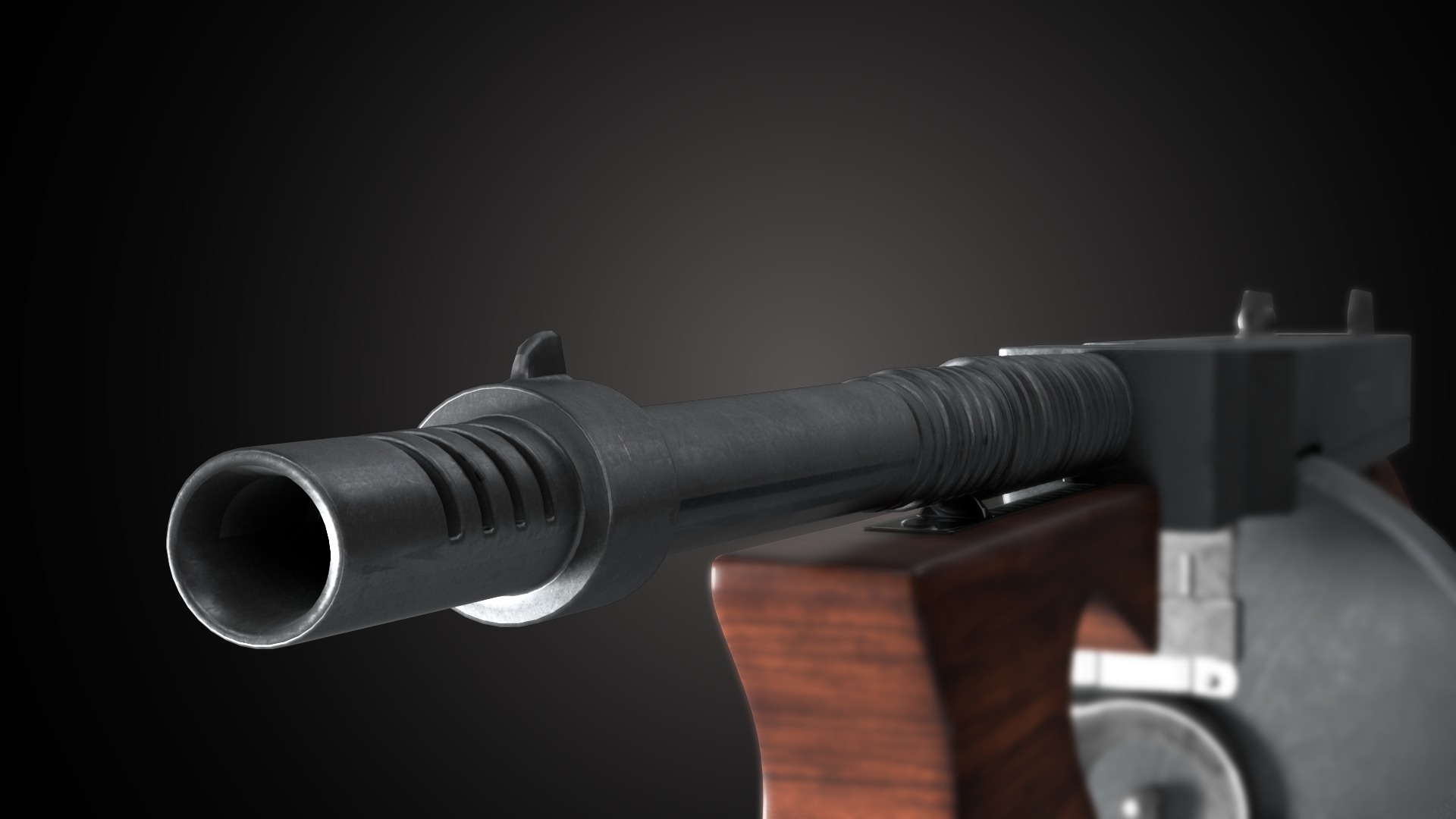 Thompson Submachine Gun Low-poly Low-poly 3D model_5