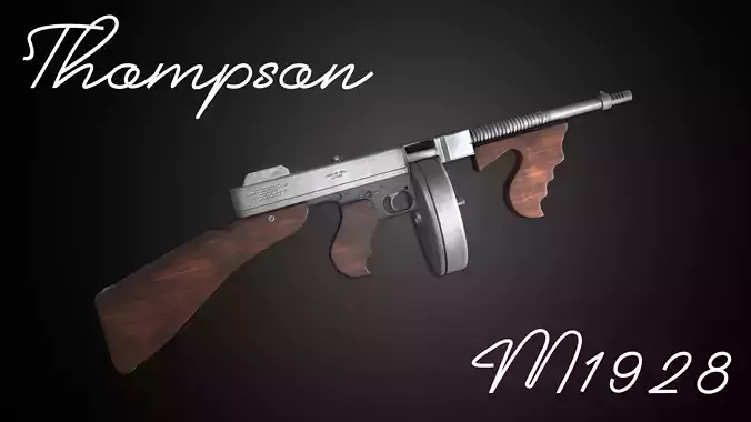 Thompson Submachine Gun Low-poly  