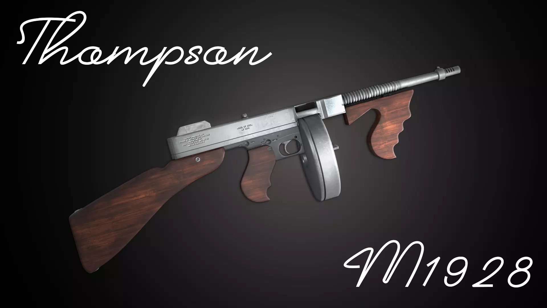 Thompson Submachine Gun Low-poly Low-poly 3D model_0