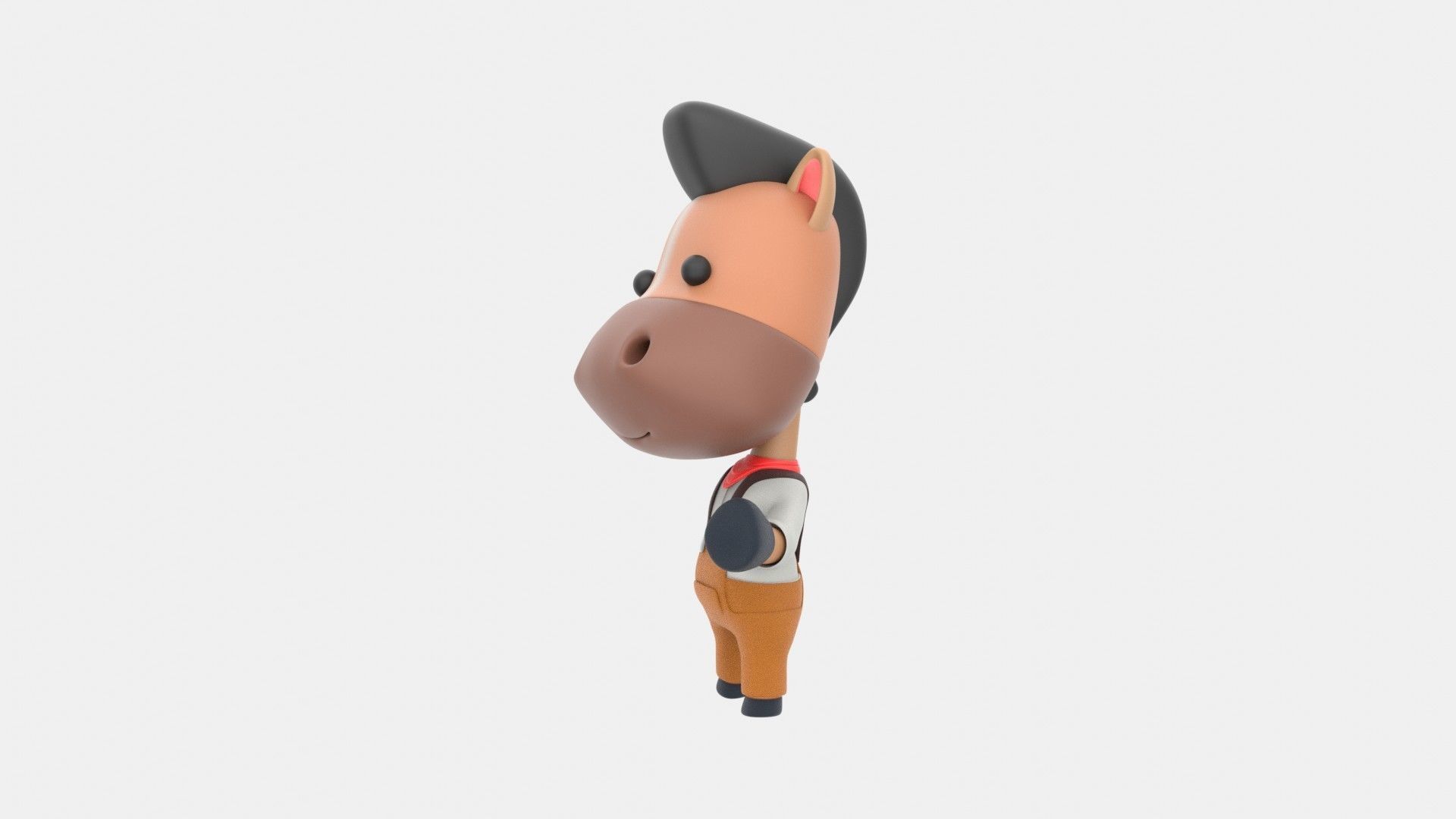 Cute Horse 3D Illustration 3D model_5
