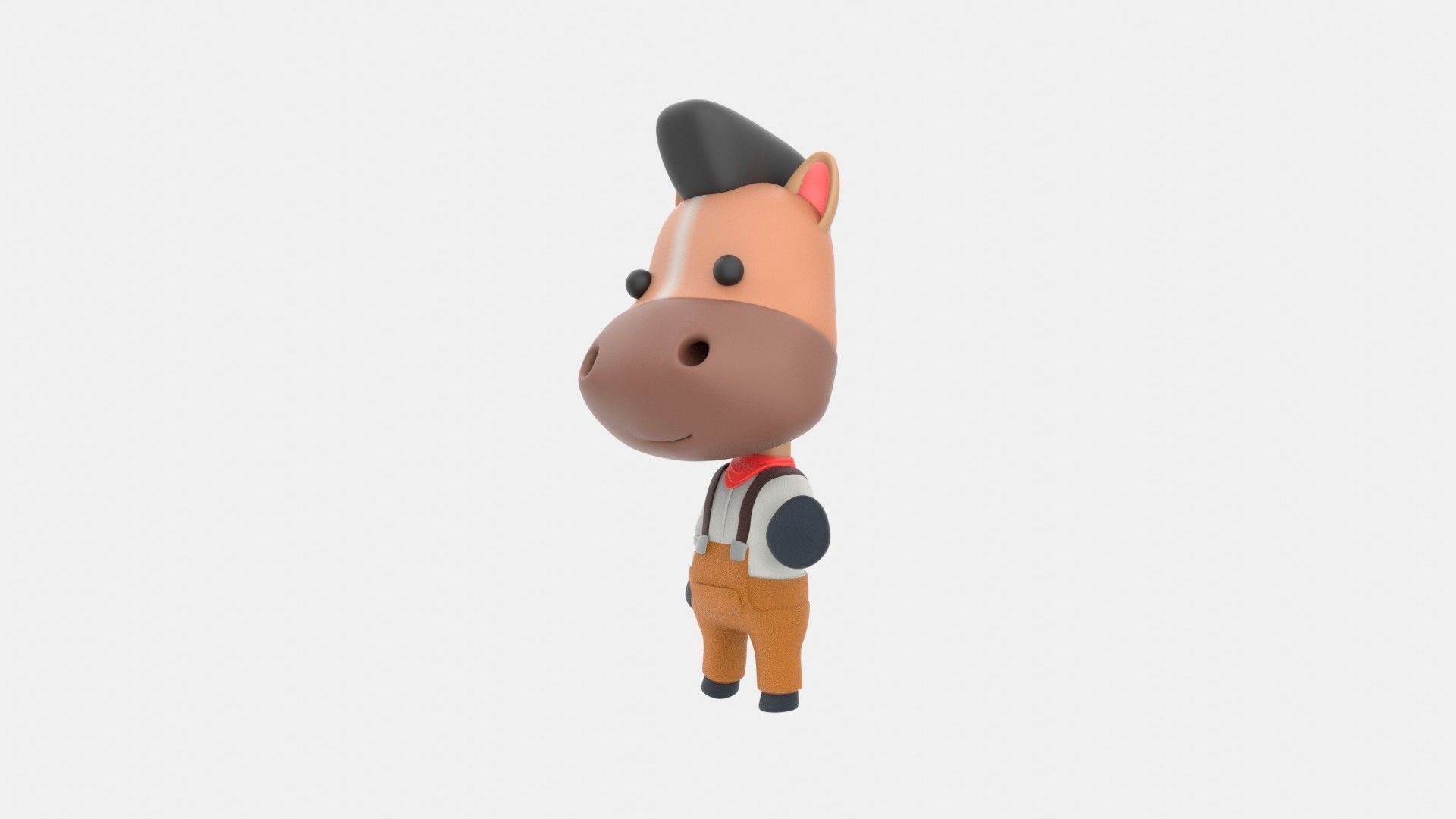 Cute Horse 3D Illustration 3D model_4