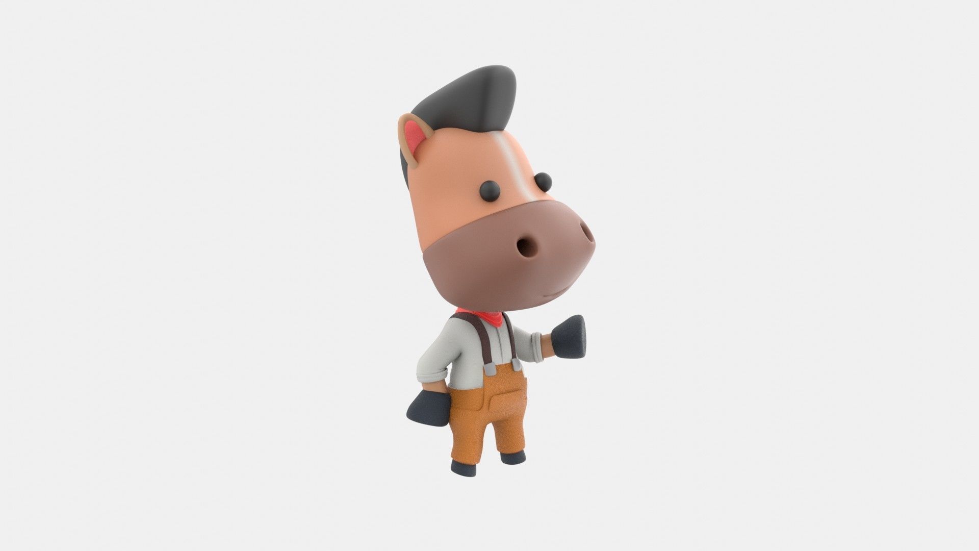 Cute Horse 3D Illustration 3D model_19
