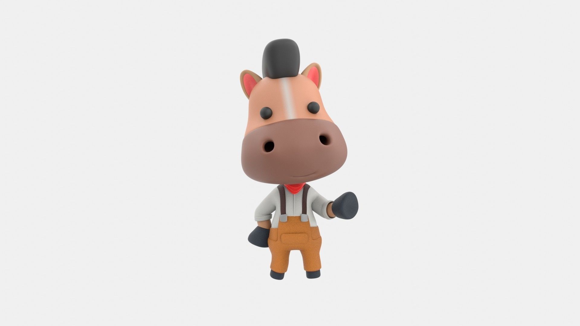 Cute Horse 3D Illustration 3D model_2