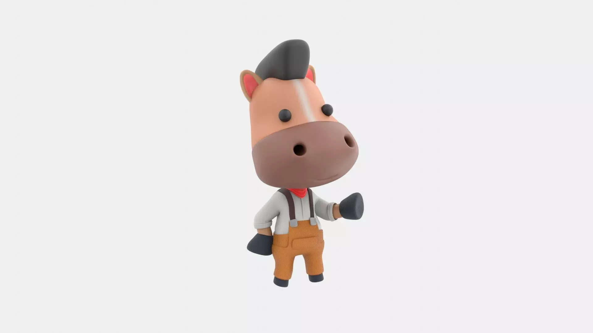 Cute Horse 3D Illustration 3D model_0