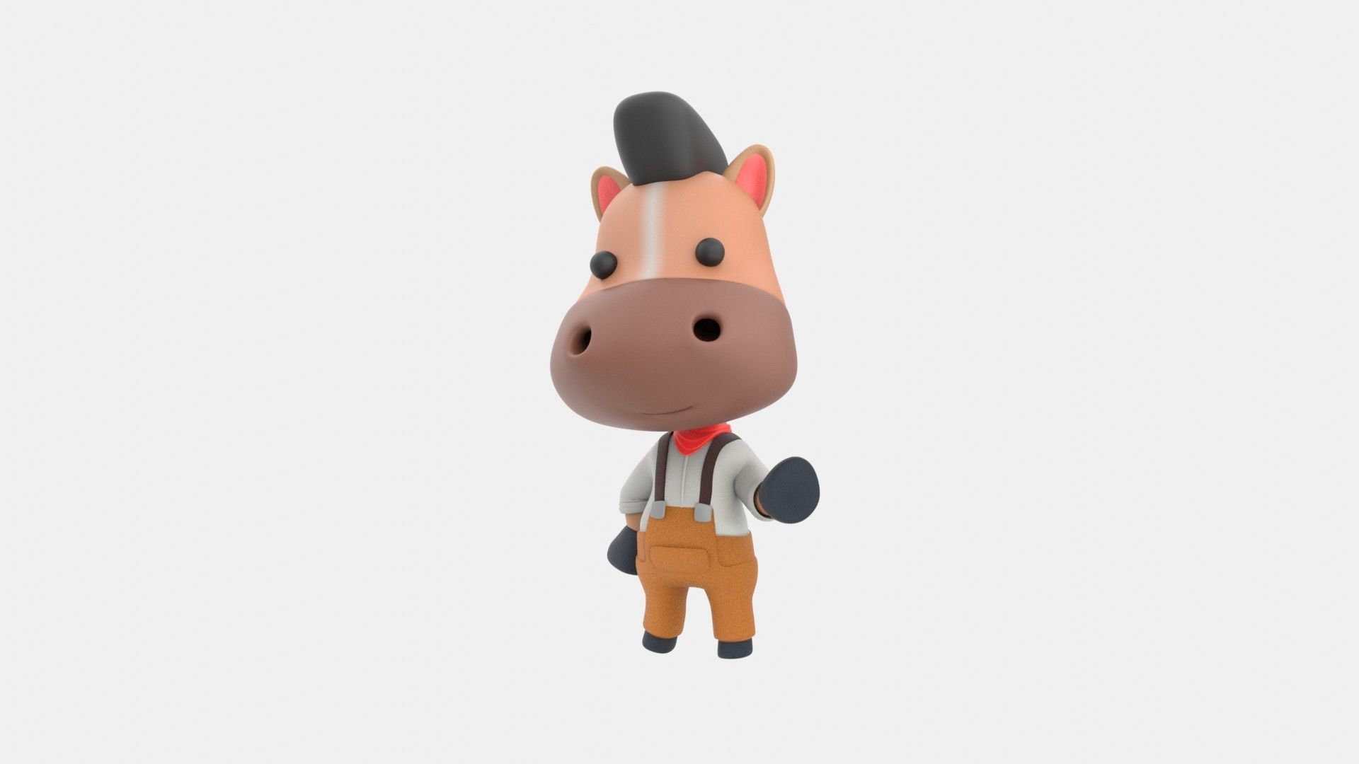 Cute Horse 3D Illustration 3D model_3