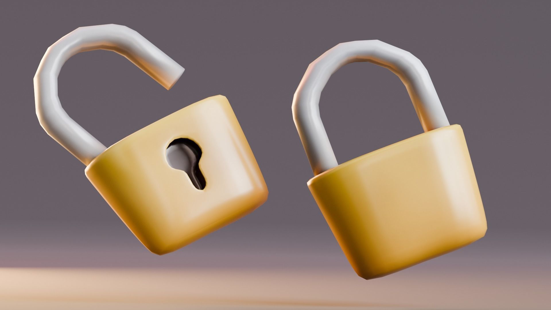 Low poly - Stylized Game Items - Padlock Low-poly 3D model_1