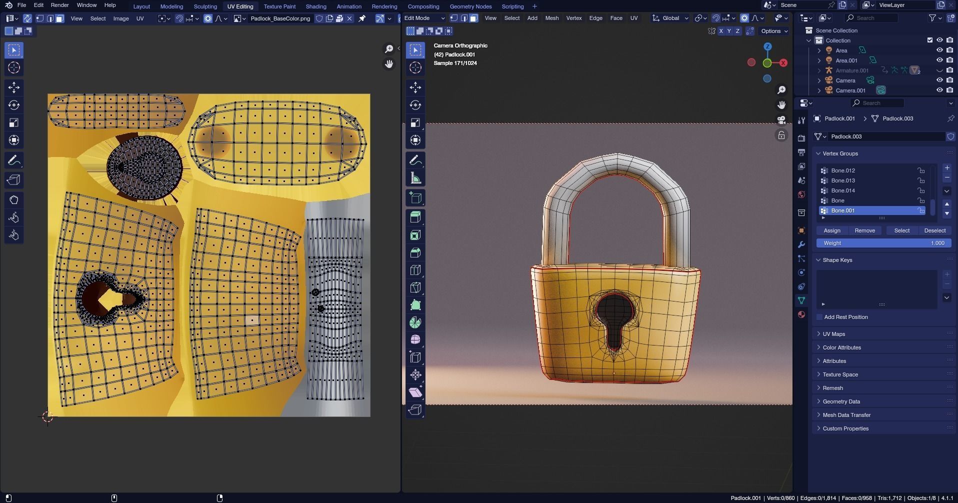 Low poly - Stylized Game Items - Padlock Low-poly 3D model_7