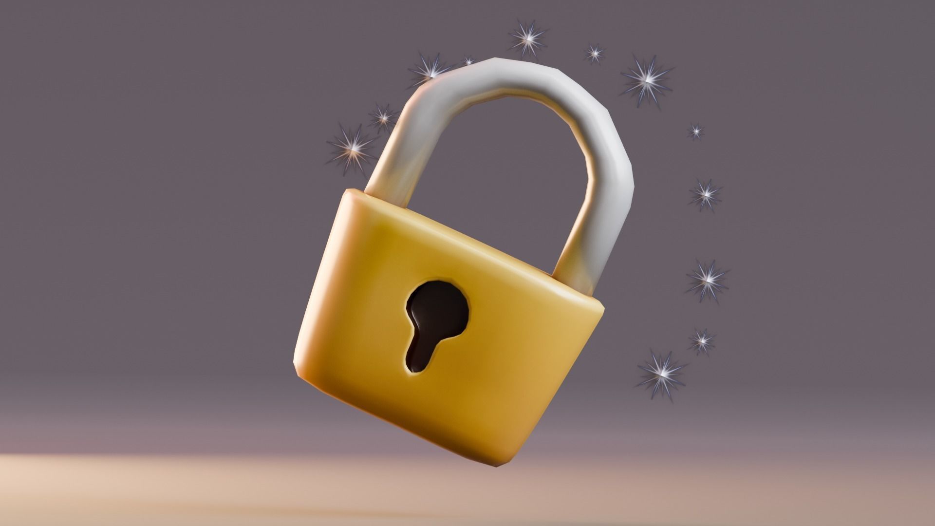 Low poly - Stylized Game Items - Padlock Low-poly 3D model_2