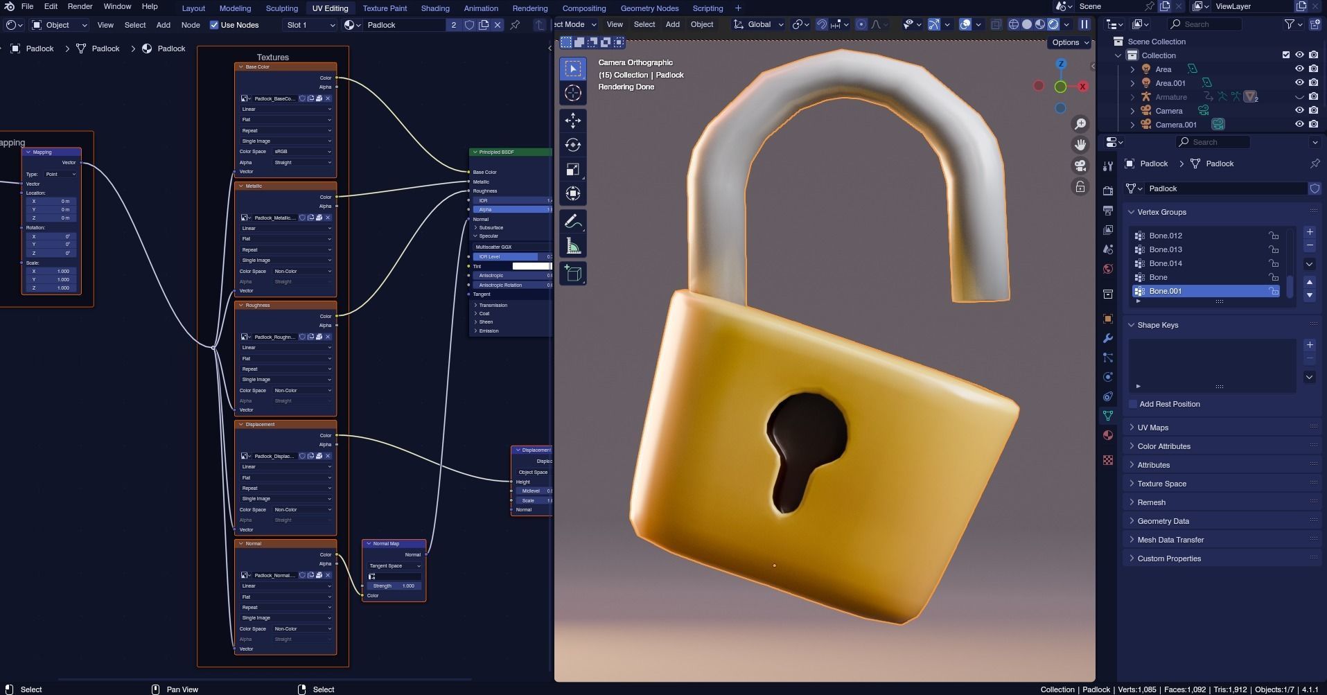Low poly - Stylized Game Items - Padlock Low-poly 3D model_8