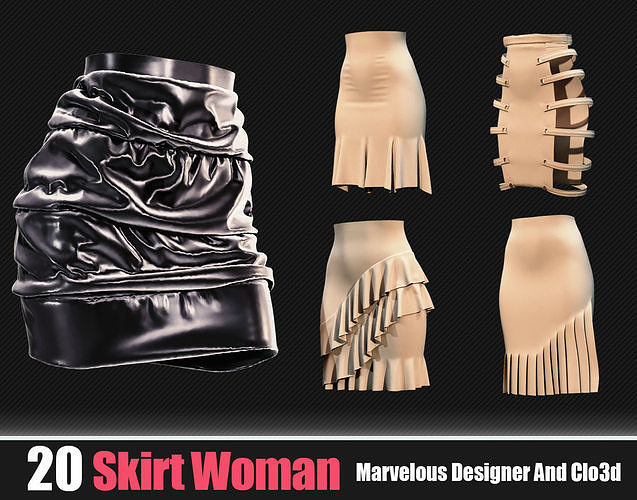 20 Skirt Women In Marvelous Designer And Clo3d 3D model