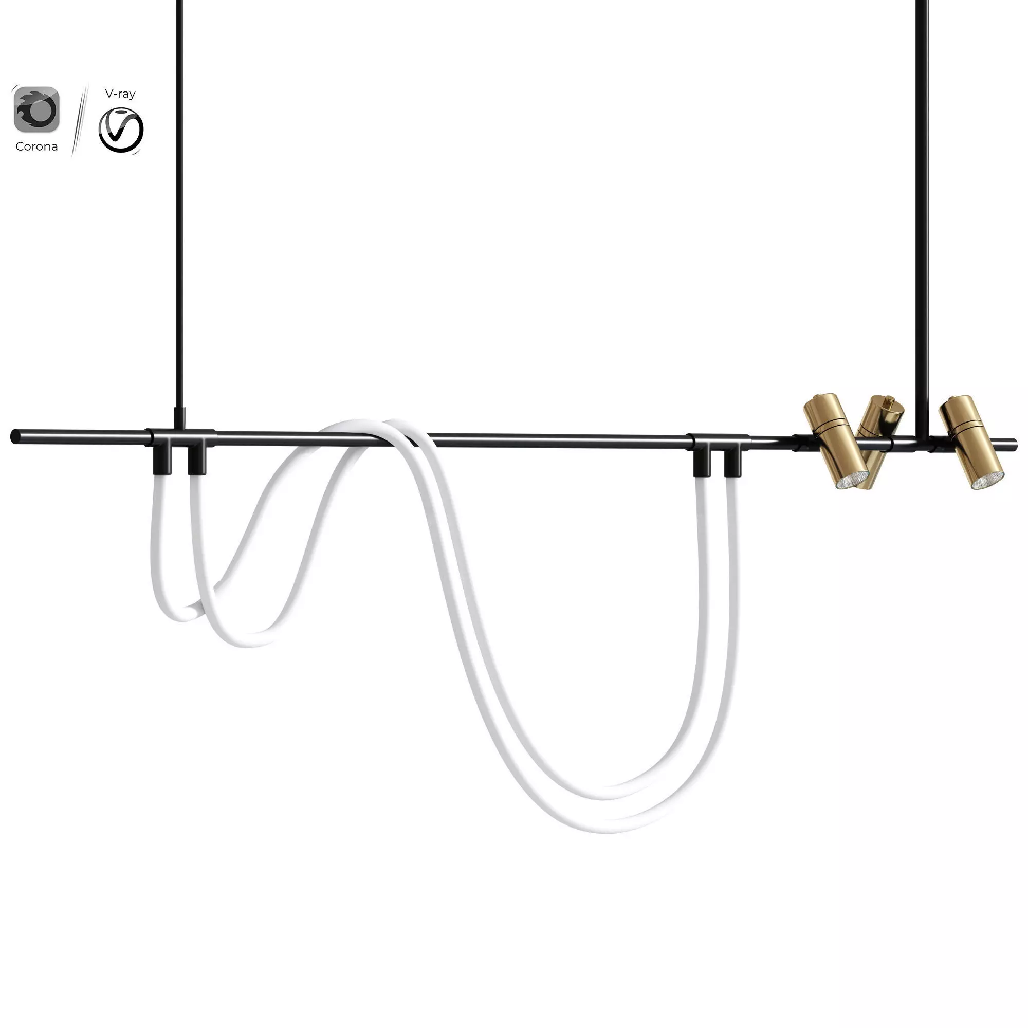 Jeremaih Light Black LED Dimmable Kitchen Island Linear Pendant 3D model_0