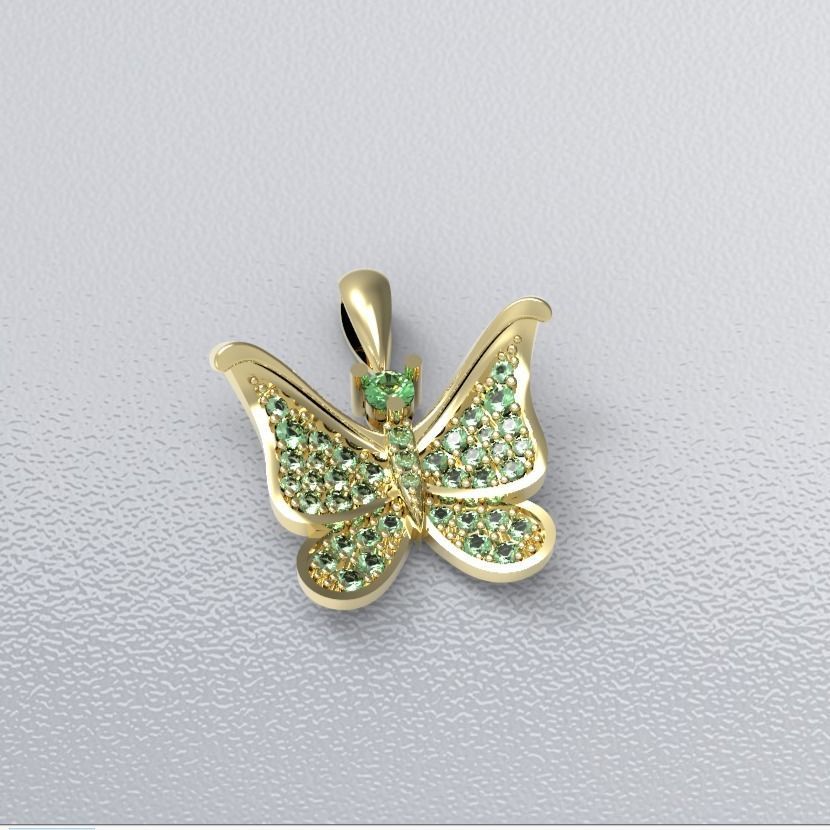pave-butterfly pendant 3D print model_8