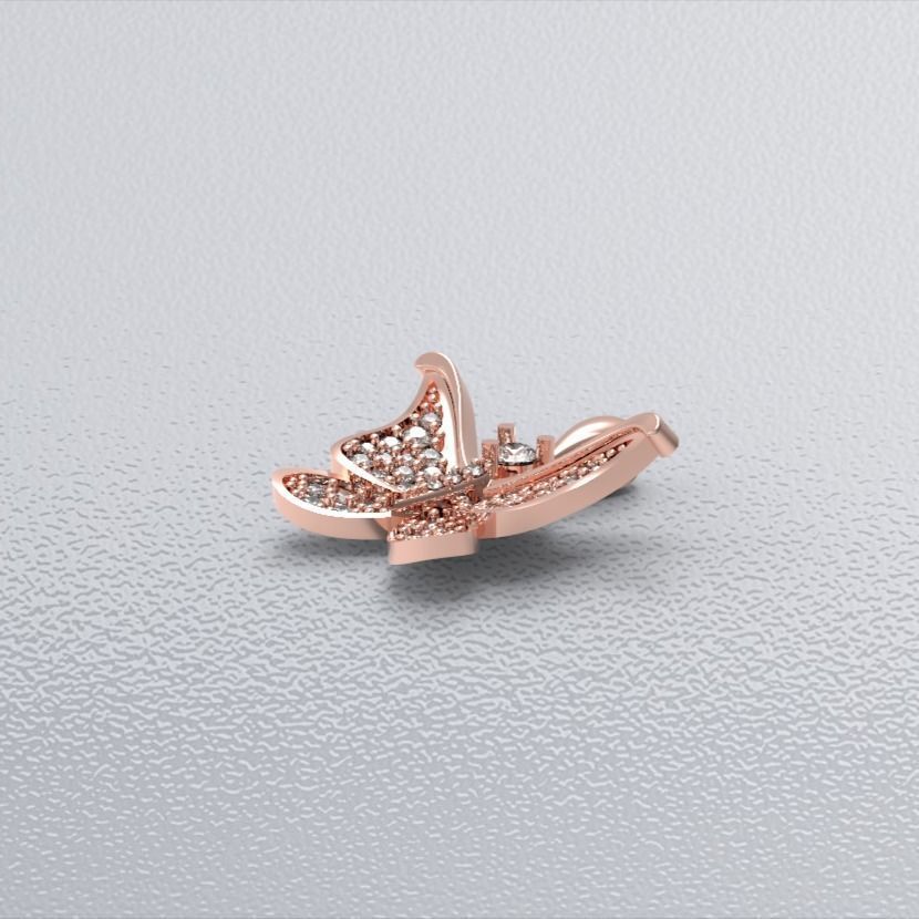 pave-butterfly pendant 3D print model_4