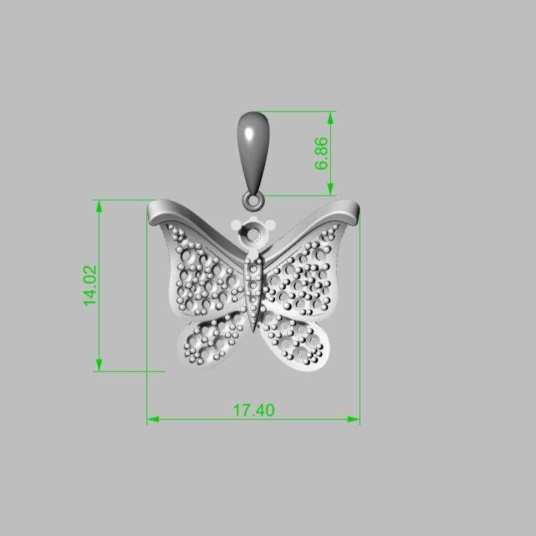 pave-butterfly pendant 3D print model_10