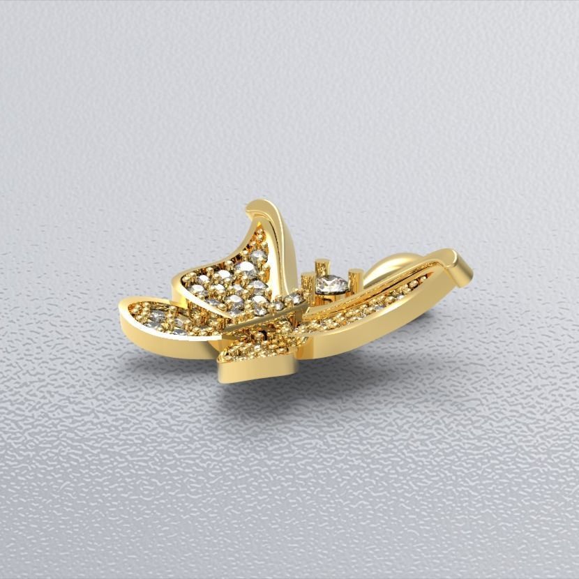 pave-butterfly pendant 3D print model_5