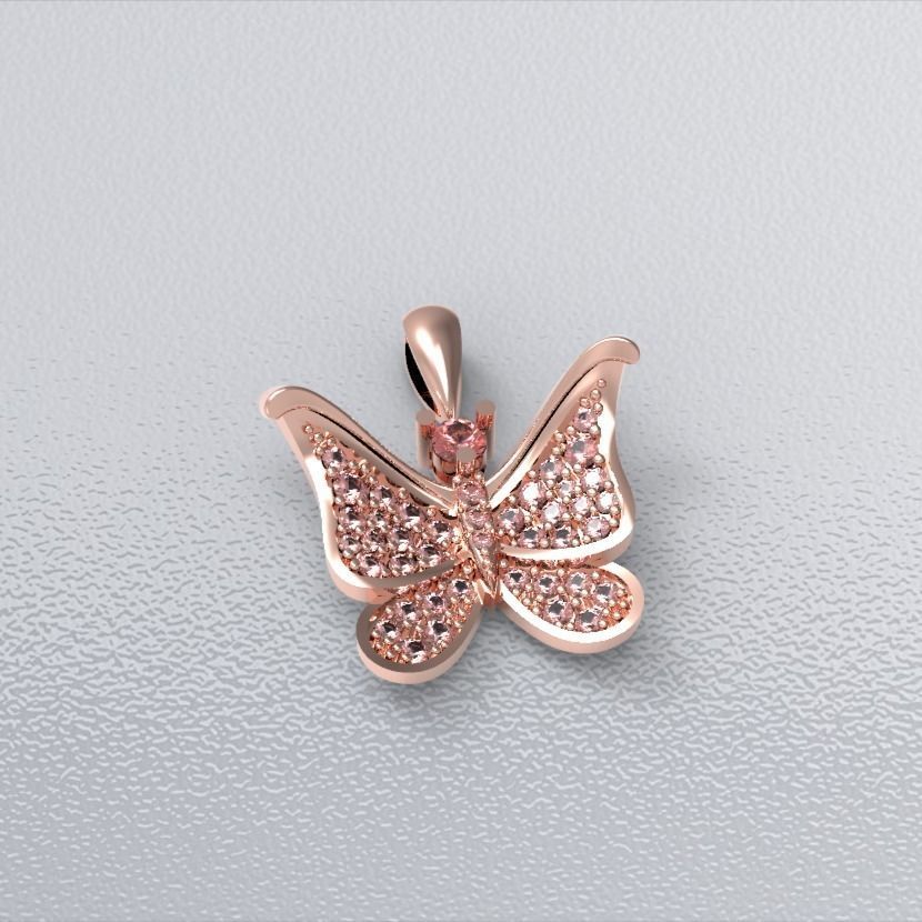 pave-butterfly pendant 3D print model_7