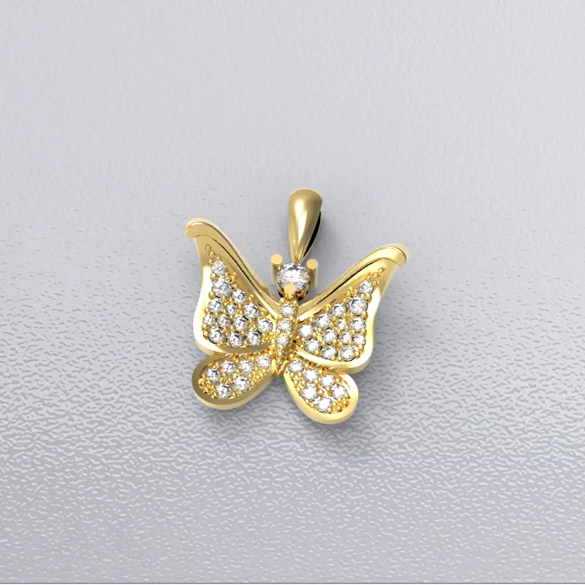 pave-butterfly pendant 3D print model_0