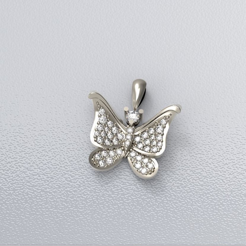 pave-butterfly pendant 3D print model_2