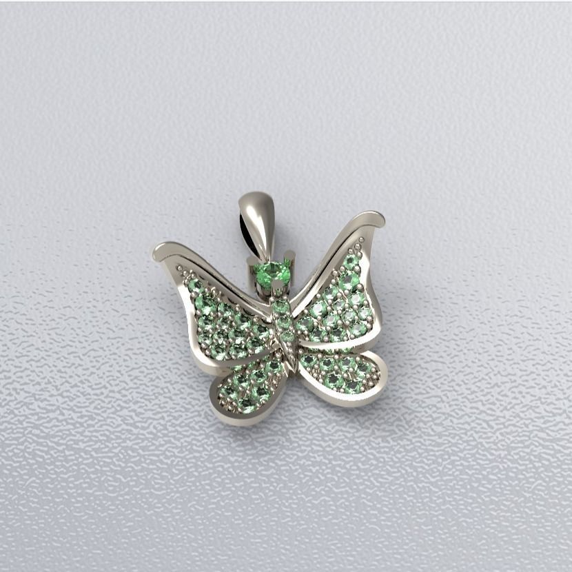 pave-butterfly pendant 3D print model_9