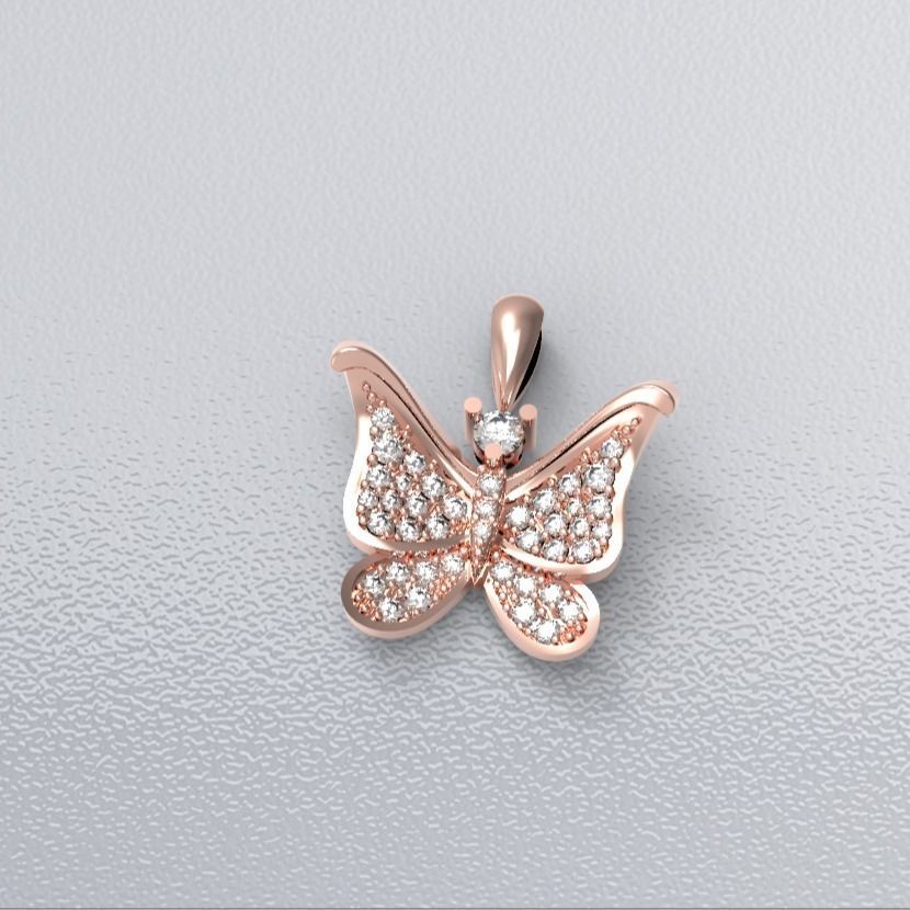 pave-butterfly pendant 3D print model_1